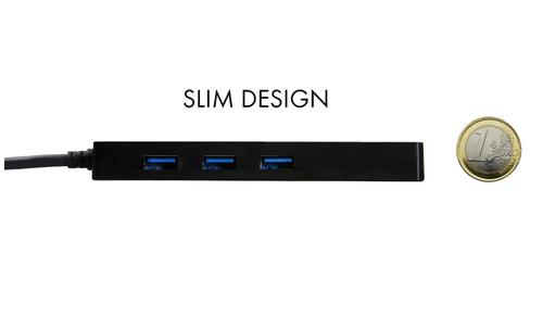 I-TEC USB HUB Slim 3-Port USB 3.0 + RJ-45 Gigabit Ethernet Adapter schwarz (U3GL3SLIM)