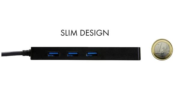 I-TEC USB HUB Slim 3-Port USB 3.0 + RJ-45 Gigabit Ethernet Adapter schwarz (U3GL3SLIM)