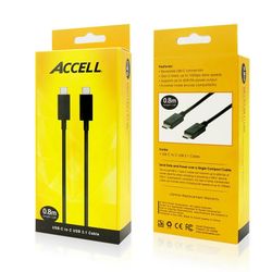 ACCELL USB-C Kabel -  0.8 m USB-C 3.1 10Gbps 60W (U190B-003B)