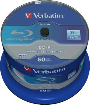VERBATIM BD-R Single Layer Datalife 25Gb 6X White Blue Surface (50) (43838*4)
