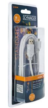 SCHWAIGER LK200M532,  2 m, USB A, Micro-USB A, USB 2.0, Hanstik/ Hanstik,  Hvid (LK200M532)