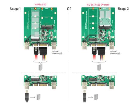 DELOCK Converter SATA / USB 3.1 type B socket> M.2 / mSATA slot Lagringskontrol (62732)
