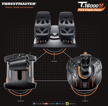 Thrustmaster T.16000M FCS Flight Pack - kontrollspak,  gasspjeld og pedaler - kablet (2960782)