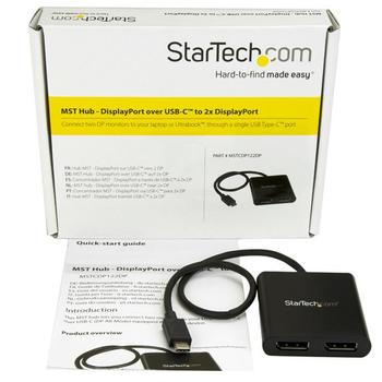STARTECH USB-C to DisplayPort Multi-Monitor Splitter - 2-Port MST Hub (MSTCDP122DP)