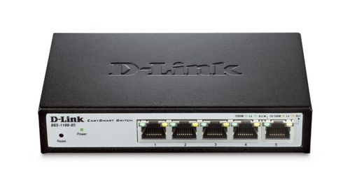 D-LINK 5-Port Gigabit Smart Switch / 5-Port 100BaseTX Auto-Negotiating 10/ 100/ 1000Mbps Switch /Web based management (DGS-1100-05/E)