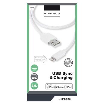 VIVANCO USB til Lightning Kabel - 2m - Hvid (2836300)