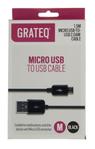 GRATEQ MICRO USB CABLE 1.5M BLACK (85030)