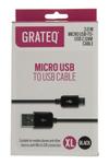 GRATEQ MICRO USB CABLE 3.0M BLACK (85032)