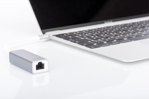 DIGITUS USB-C netværksadapter,  USB-C: Han - RJ45: Hun, 0,2m, Alu, Chipset: RTL8153 (DN-3024)