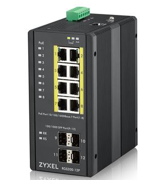 ZYXEL RGS200-12P,  12 Port managed PoE Switch, 240 Watt PoE, DIN Rail, IP30, 12-58V DC (RGS200-12P-ZZ0101F)