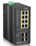 ZYXEL l RGS200-12P - Switch - Managed - 8 x 10/ 100/ 1000 (PoE+) + 4 x SFP - DIN rail mountable,  rack-mountable - PoE+ (240 W) - DC power (RGS200-12P-ZZ0101F)