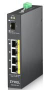 ZYXEL l RGS100-5P - Switch - unmanaged - 4 x 10/100/1000 (PoE+) + 1 x Fast Ethernet/Gigabit SFP - DIN rail mountable, rack-mountable - PoE+ (120 W) - DC power