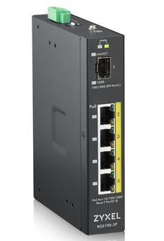 ZYXEL RGS100-12P,  5 Port unmanaged PoE Switch, 120 Watt PoE, DIN Rail, IP30, 12-58V DC (RGS100-5P-ZZ0101F)