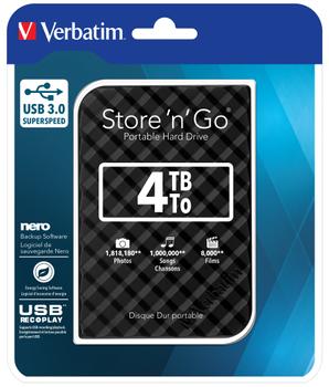 VERBATIM 6.3cm (2.5"")   4TB USB 3.0 Store'n Save Gen2 Black (53223)