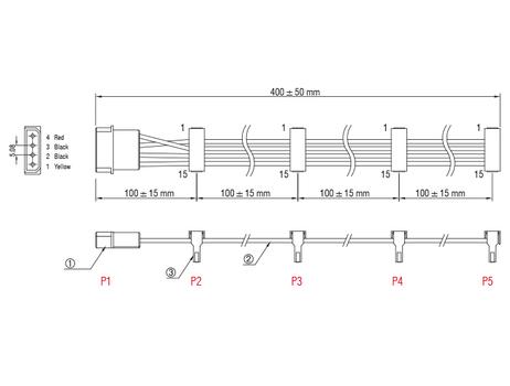 DELOCK 4-PIN intern strøm Stik 15 pin Serial ATA strøm Modtager Sort Rød Gul 40cm (60142)