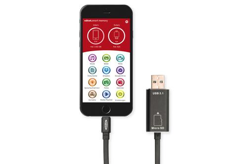 EDNET SMART MEMORY STORAGE EXT FOR IPHONE/ IPAD UP TO 256GB CABL (31519)
