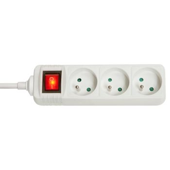 LINDY 3 way Mains Gang Socket with Switch, FR (73124)