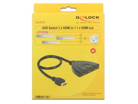 DELOCK HDMI UHD Switch 3 x HDMI in > 1 x HDMI out 4K with integrated c (18600)