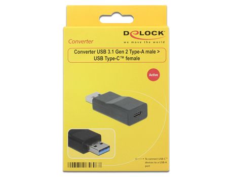 DELOCK Converter USB 3.1 Gen 2 Type-A male > USB Type-C™ female Activ (65696)