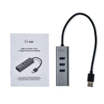 I-TEC USB 3.0 METAL HUB + GLAN METAL 3-PORT HUB WITH GLAN ADAP. ACCS (U3METALG3HUB)