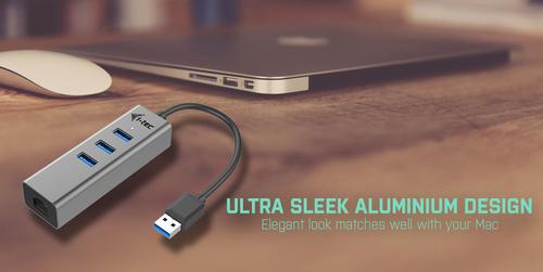 I-TEC USB 3.0 METAL HUB + GLAN METAL 3-PORT HUB WITH GLAN ADAP. ACCS (U3METALG3HUB)
