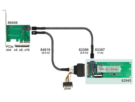 DELOCK Converter U.2 SFF-8639 / SFF-8643 NVMe > 1 x M.2 Key M (62945)