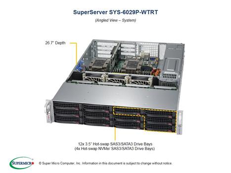 SUPERMICRO 2U BARE 2XPHI C621 12X3.5HS 1200WR 1.5TB SATA3 2X10GBE 5PCIE IN BARE (SYS-6029P-WTRT)