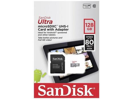 SANDISK Ultra Android microSDXC+SD Adapter (SDSQUNS-128G-GN6TA)