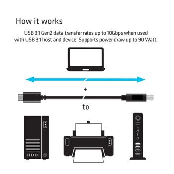 CLUB 3D Kabel USB 3.1 Typ C > USB Typ B 1,0m St/St (CAC-1524)