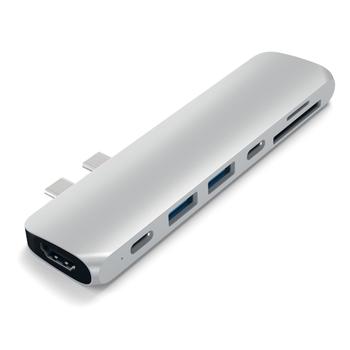 SATECHI PRO Hub 4K Docking (silver) USB-C Power Pass-through,  1xHDMI, 1xUSB-C, 2xUSB-A, SD, microSD, Thunderbolt 3 (ST-CMBPS)