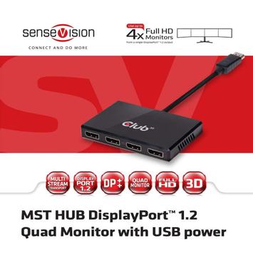Club 3D SenseVision Multi Stream Transport (MST) Hub CSV-6400 - video/ lyd-splitter - 4 porter (CSV-6400)
