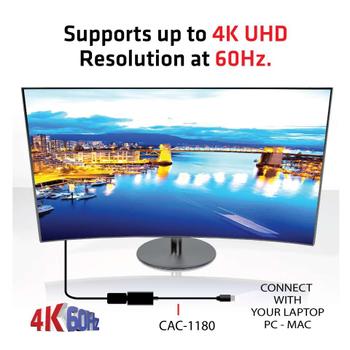 CLUB 3D MINI DISPLAY PORT 1.4 MALE TO HDMI 2.0a FEMALE 4K 60HZ UHD/ 3D ACTIVE ADAPTER - HDR SUPPORT (CAC-1180)