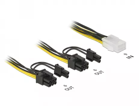 DELOCK PCI Express power cable 6 pin female > 2 x 8 pin male 15 cm (85452)
