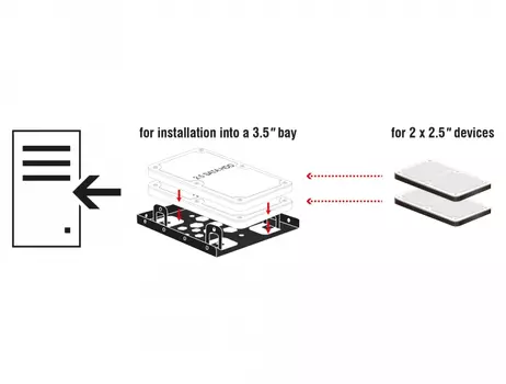 DELOCK mounting frame 2x 2.5" to 3.5" black (21324)