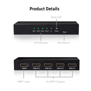 CLUB 3D HDMI Splitter 1 Eingang -> 4 AusgÃ¤nge 4K60Hz UHD retail (CSV-1380)