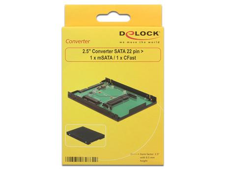 DELOCK 2.5? Converter SATA 22 pin > 1 x mSATA / 1 x CFast - 9.5 mm (62862)