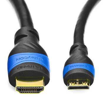 DELEYCON Mini HDMI Cable - HQ Black Polybag, HDMI: Han - Mini HDMI: Han, 1,5m (MK-MK43)