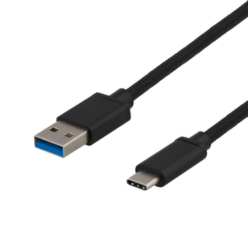 DELTACO USB 3.1 Gen1 USB C to A Textil black 50cm (USBC-1151)