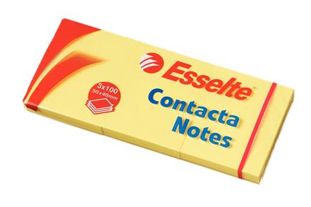 ESSELTE Contacta Notes 50x40mm Yellow Pk/3 (83012*4)