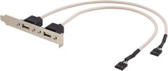 DELTACO USB 2.0 -kaapeli emolevylle,  2x IDC5 na - 2x USB-A na, 0,3m (USB-1)