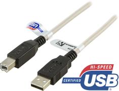 DELTACO USB 2.0 cable Type A male - Type B male 1m black/ white (USB-210)