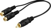 Deltaco Videosplitter - RCA (hann) til RCA (hunn) - 15 cm - svart - formstøpt