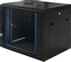 TOTEN 19" seinäkaappi 9U, 600x450, lasiovi, musta