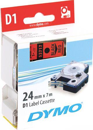 DYMO - D1 24mm 1pk, Sort/Rod