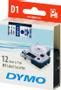 DYMO D1 Tape / 12mm x 7m / Blue Text / Transparent Tape