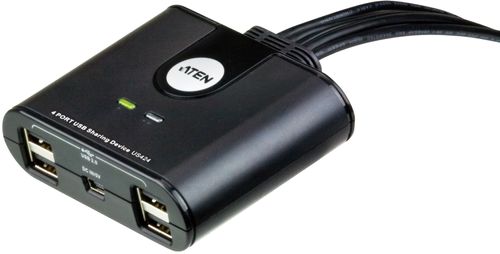 ATEN US424 manuell USB 2.0-switch,  4 datorer till 4 enheter, 1,8m, sva (US424-AT)