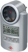 BRENNENSTUHL timer til jordet udtag, 12/24h indstilling, display, 20 forskellige programmer, 240V/16A/3680W, NiMH batterier, bornesikret, solv