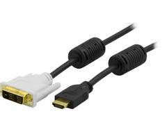 DELTACO HDMI to DVI cable, Full HD in 60Hz, 2m, black / white