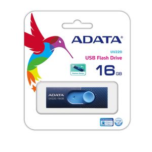 A-DATA ADATA UV220, 16 GB, USB 2.0, USB Type-A connector,  Glide, 7,5 g, Blå (AUV220-16G-RBLNV)