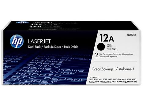 HP Originale HP 12A LaserJet-tonerpatroner,  sort, 2-pak (Q2612AD)